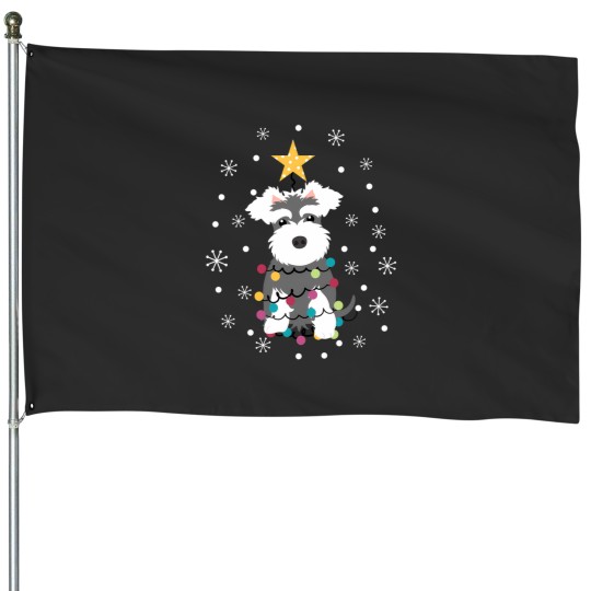 Discover Salt And Pepper Miniature Schnauzer Christmas Tree (1) House Flags