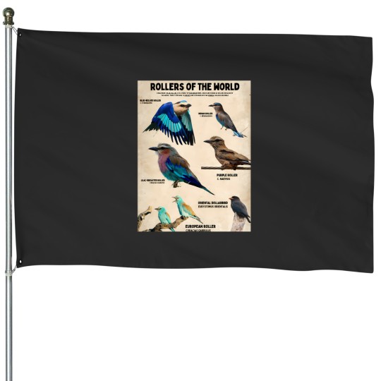 Discover coraciidae roller birds of the world conservation science poster House Flags