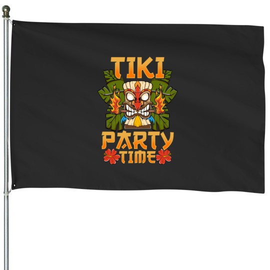 Discover Adorable &amp_ Cute Tiki Party Time Island Luau House Flags