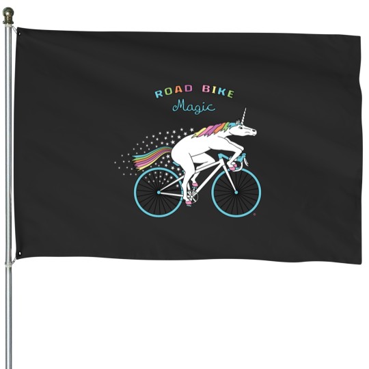 Discover Road Bike Magic Unicorn Outline House Flags