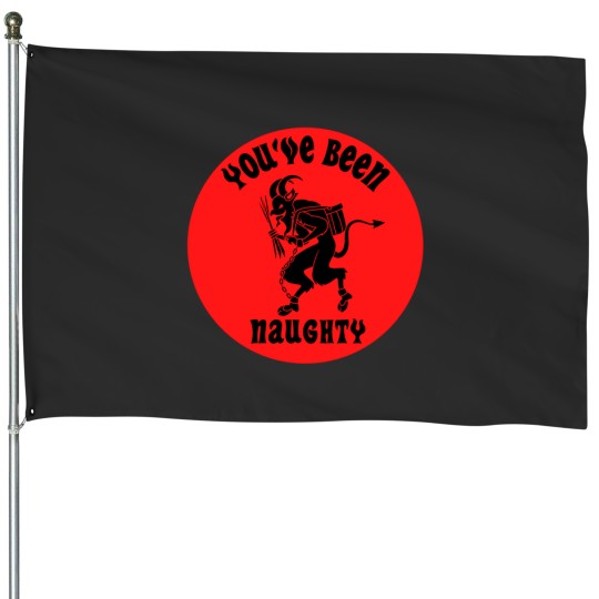 Discover You'Ve Been Naughty Krampus - Black And Red House Flags