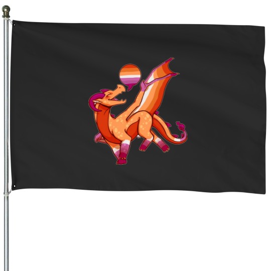 Discover Lesbian Pride Flag Dragon red House Flags