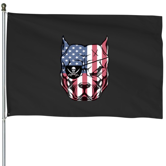 Discover American Pitbull Dog House Flags