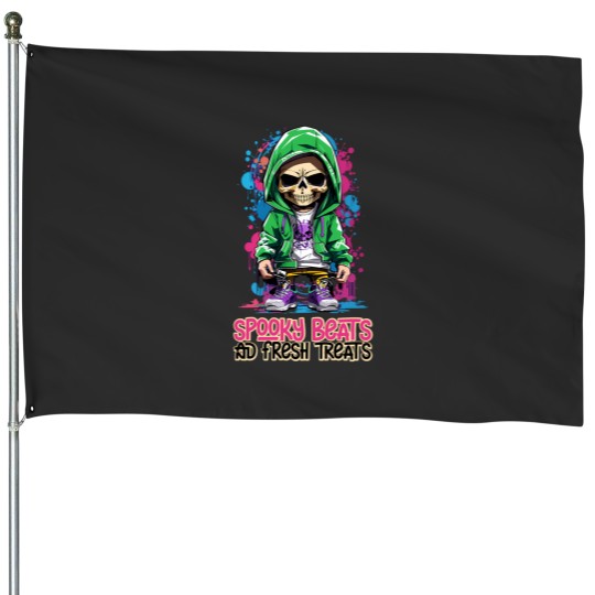 Discover Spooky Beats And Fresh Treats   Halloween Hip Hop Art House Flags