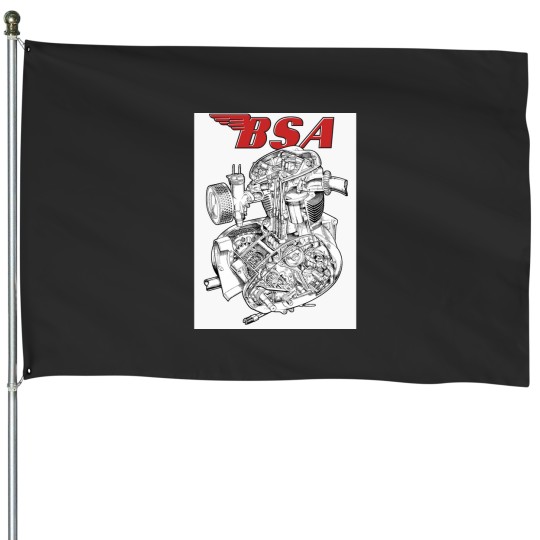 Discover BSA Emblem A50 Engine Baseball ¾ Sleeve T-Shirt House Flags