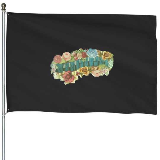 Discover Wonderland floral House Flags