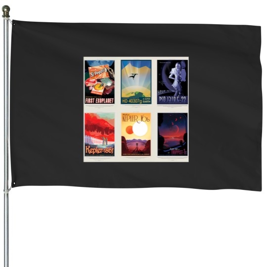 Discover Nasa Jpl Space Tourism Collage Exoplanet Travel Bureau (8K Resolution) House Flags