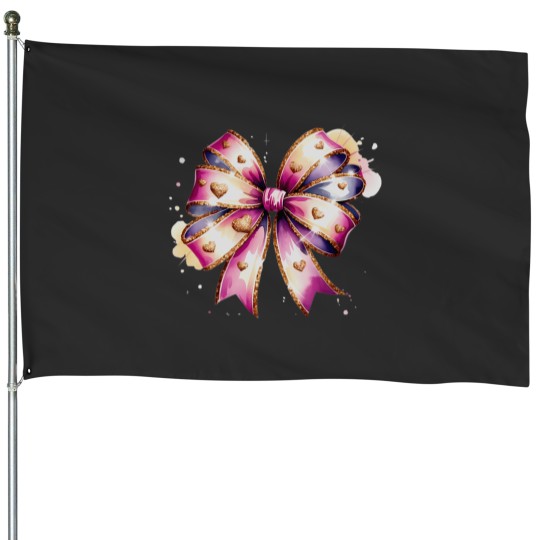 Discover mardi gras fat tuesday pink purple golden s ribbon House Flags