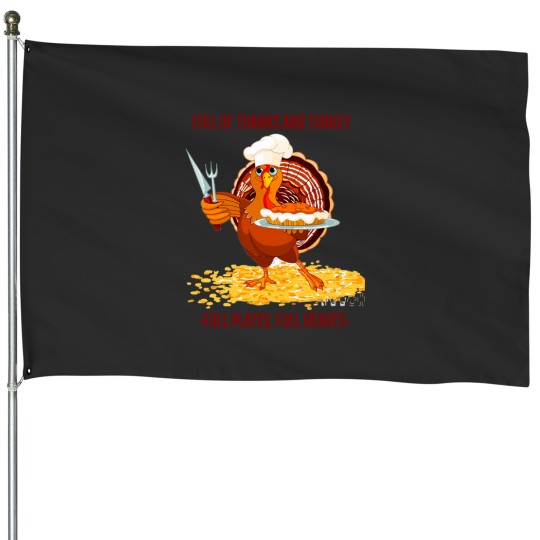 Discover Thanksgiving Day Full of Thanks House Flag