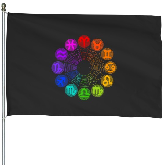 Discover zodiac design rainbow 1 House Flags