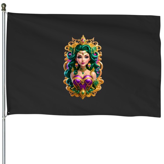 Discover little miss mardi gras parades messy bun s girls toddler House Flags