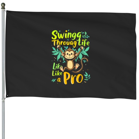 Discover monkey swinging through life like a pro monkey day House Flags