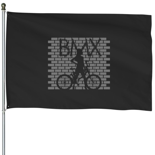 Discover bmx cute girl grafi ride bicycle halfpipe rider House Flags