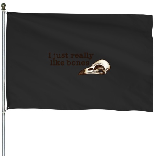 Discover I just really like bones - Vulture Culture Bird Skull Raven Skull Taxidermy Green Witch Vintage Witc House Flags