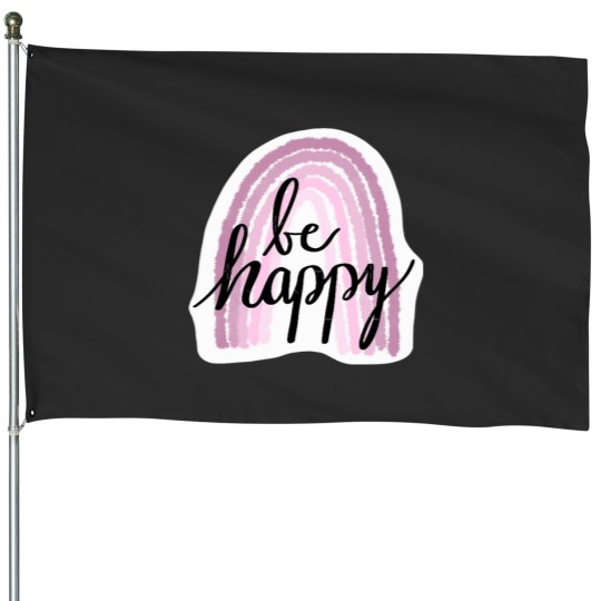 Discover Be Happy Purple Rainbow House Flags