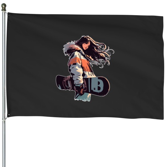 Discover animes girls snowboarder House Flags