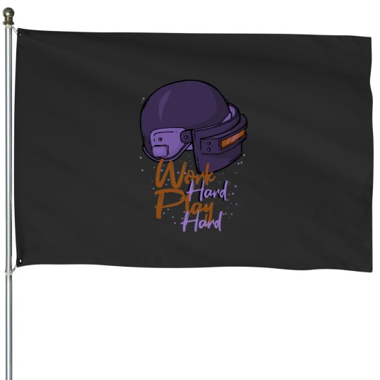 Discover Work hard play House Flags