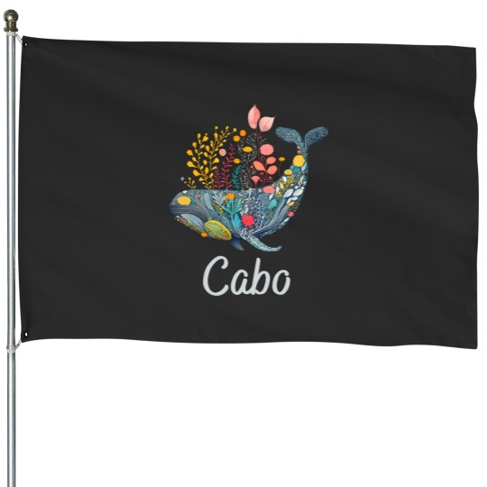 Discover Floral Whale Cabo San Lucas House Flags