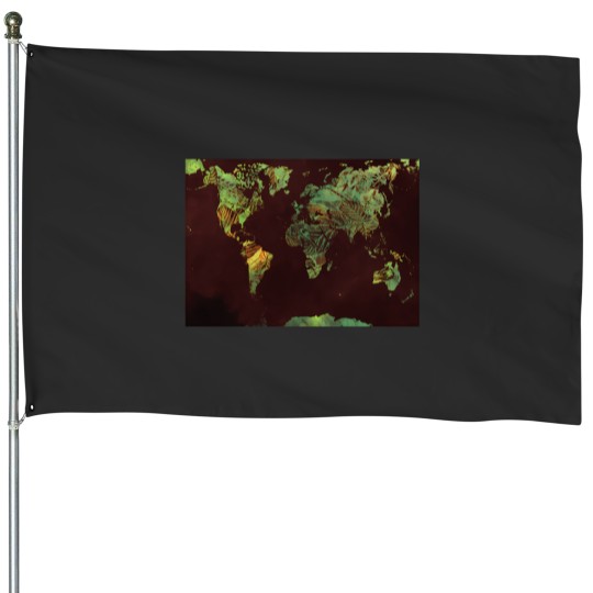 Discover World Map Green Yellow Map Worldmap 4095 House Flags