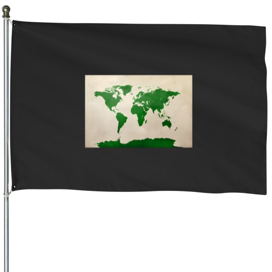 Discover World Map Green 2743 House Flags