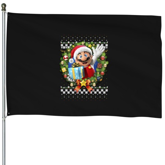Discover à manches longues avec couronne de noël 3d House Flags
