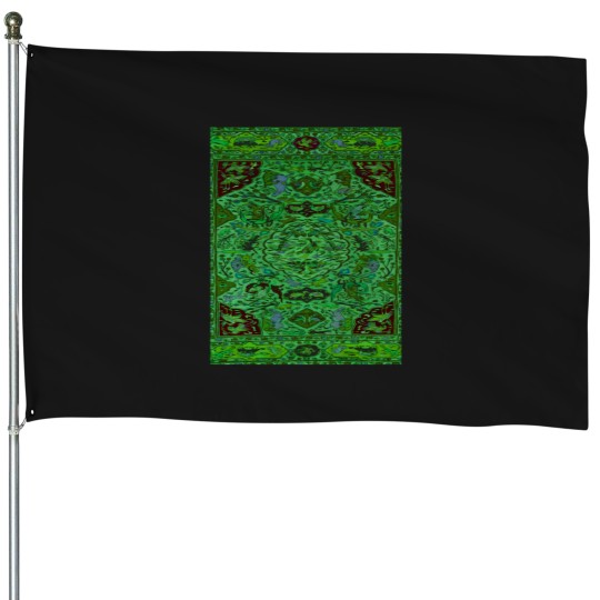Discover Carpet Pattern In Green And Blue 3493 House Flags