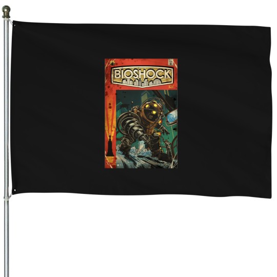 Discover Bioshock-Big-Daddy-Comic-Poster Tee House Flags