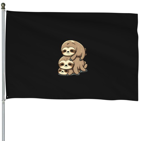 Discover Kawaii Sloth StackKawaii Sloth Stack House Flags