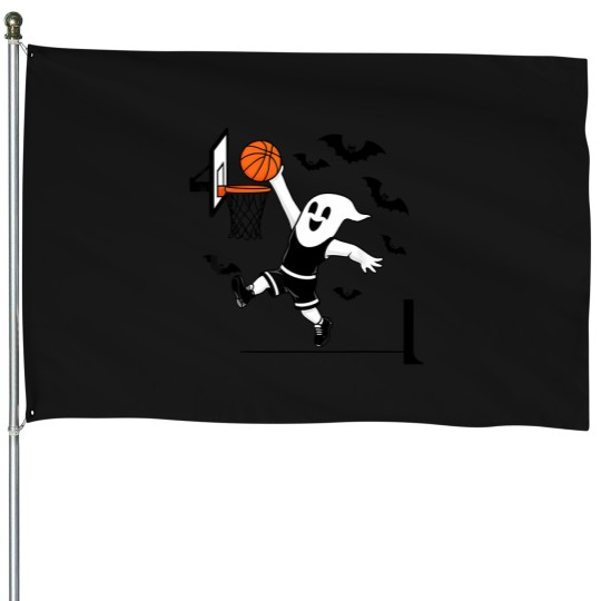 Discover Basketball Ghost Halloween Ghost Basketball Youth Man Woman T-Shirt House Flags