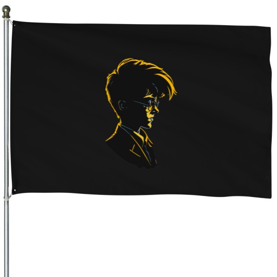 Discover Young man wearing a suit and glasses House Flags