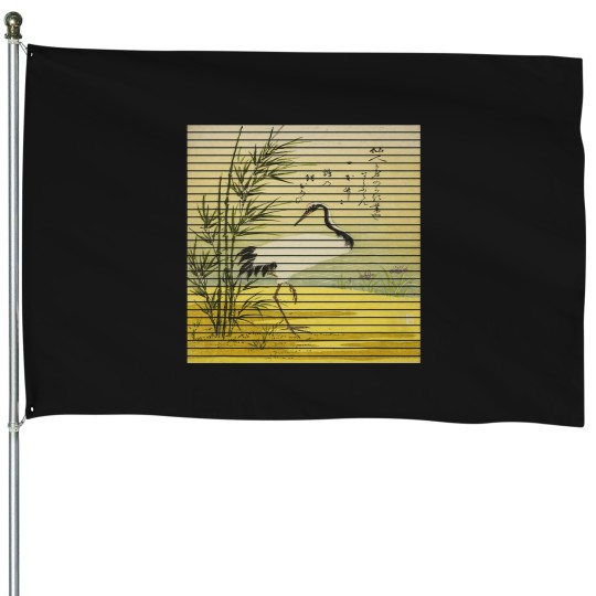 Discover Famous Vintage Art Crane Bamboo and Iris Special Design House Flags