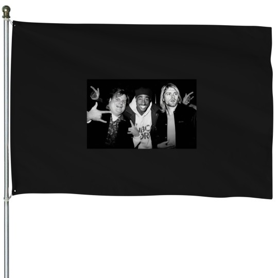 Discover Chris Farley Kurt Cobain Tupac Unisex House Flags