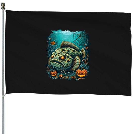Discover Flat Fear A Monstrous Floundeeer Fish House Flags