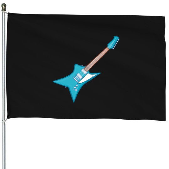Discover electrics blue guitar House Flags
