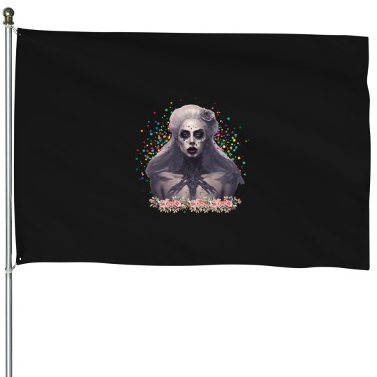 Discover Zombie Ld ga Flower Scene  Where Horror and Art Collide House Flags