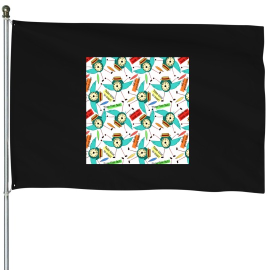 Discover Time Flies Pattern House Flags