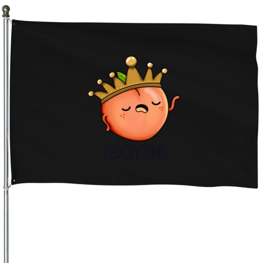 Discover Peachy King Funny Peach Pun House Flags