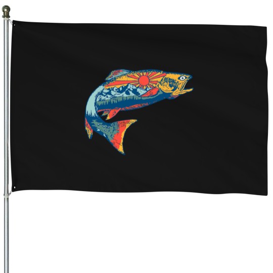 Discover Trout Outdoor Illustration Series -1 House Flags