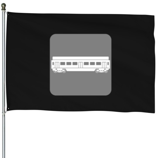 Discover Subway Car on darks Grey Square House Flags