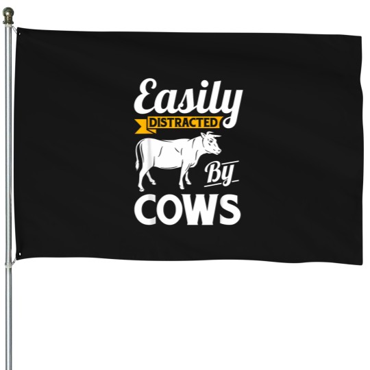 Discover Easily Distracted By Cows - Funny Cow Famers Gift T-Shirt The A Team Coffee Mug House Flags