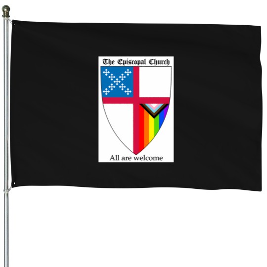 Discover Episcopal Church Shield With Progressive Pride Flag Vertical Rainbow - All Are Welcome 2 T-Shirt House Flags
