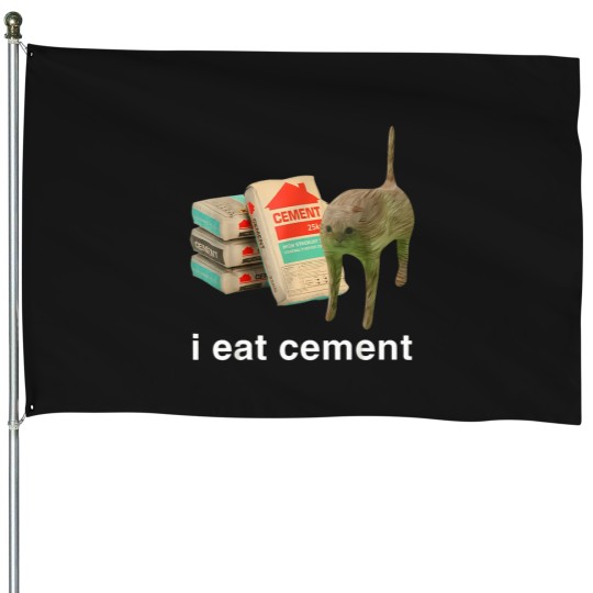 Discover I Eat Cement Cursed Cat Funny Oddly Specific Meme T-Shirt (3) House Flags