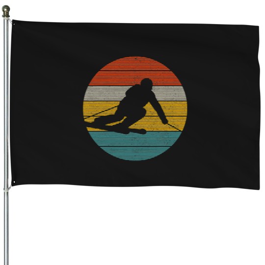 Discover vintages skis - Skiing Winter Sports racings Skier House Flags