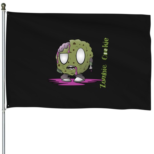 Discover Cute Spooky Undead Cookie Monster House Flags