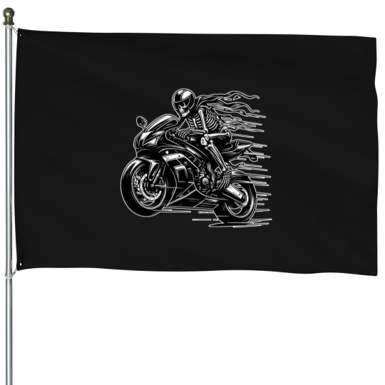 Discover Skeleton Dark Motorcycle Racing Byker Racing Car Nascasr Moto Gps Chopper Ogirdor (15) House Flags