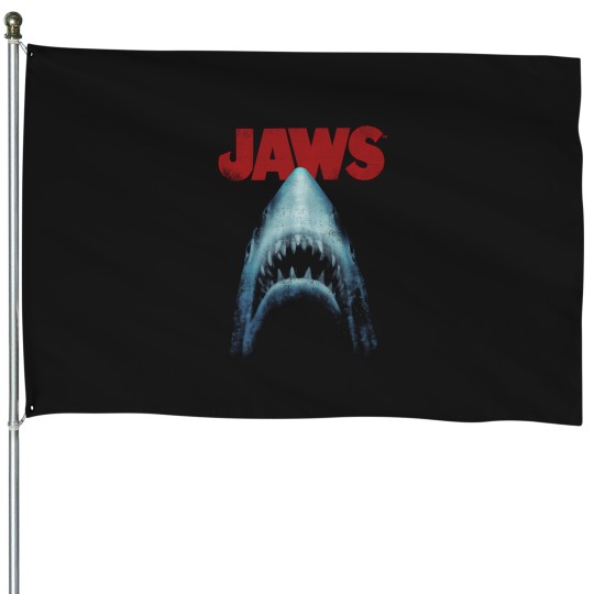 Discover Jaws Classic Movie Poster Close-Up House Flags