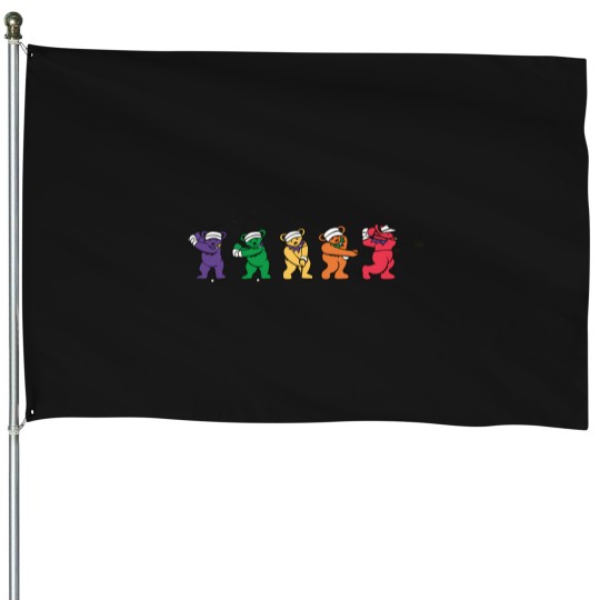 Discover dancing bear playing golf House Flags