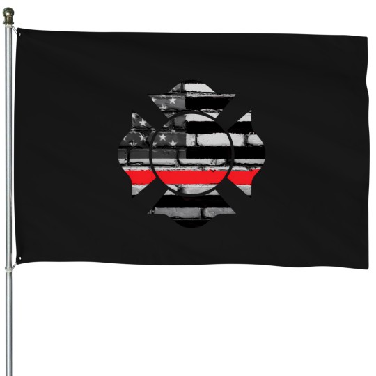 Discover Firefighter Maltese Cross - Red Line House Flags
