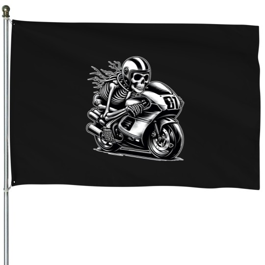 Discover Skeleton Dark Motorcycle Racing Byker Racing Car Naascar Moto Gps Chopper Ogirdor House Flags