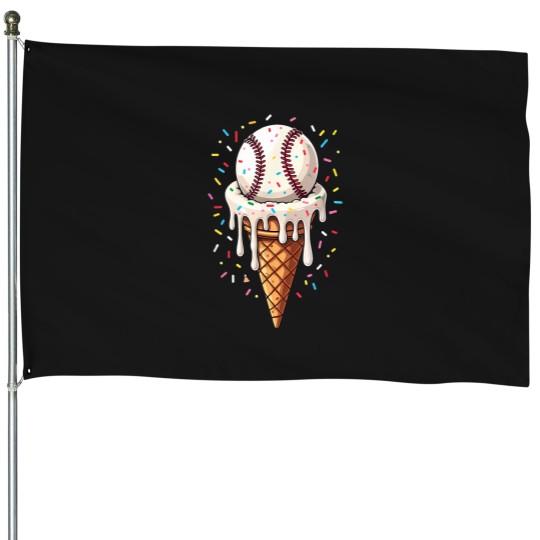 Discover baseball drip boys ice cream cone drip baseball House Flags